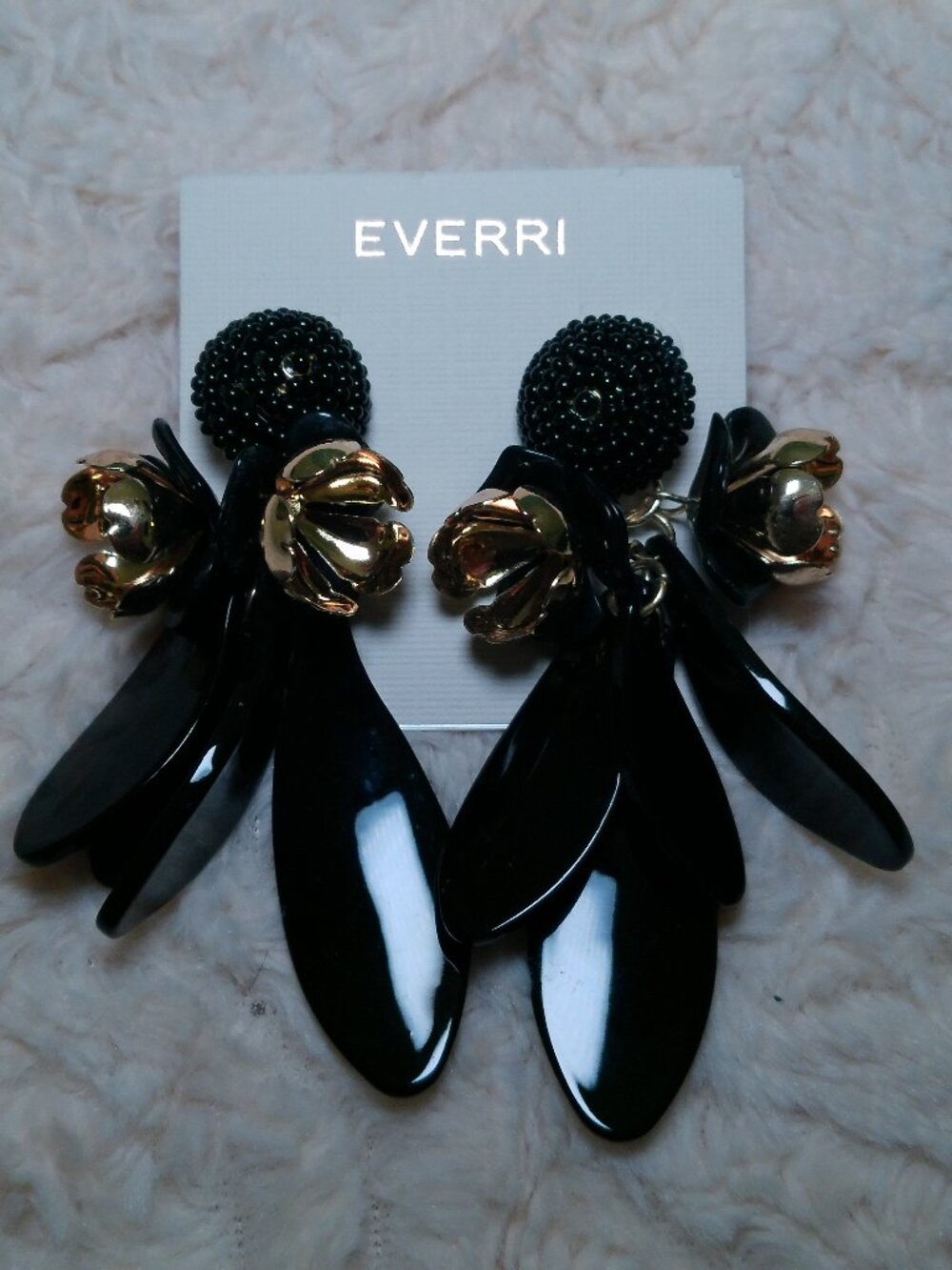 Black And Gold Glass Resin Earrings Everri